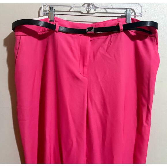 Calvin Klein Women's Pink Plus Size Mid-Rise Wide Leg Dress Pants Size 18W NWT - Picture 2 of 8